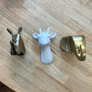 Gold and White Animal Wall Hooks